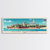 Nizhny Novgorod Panoramic Travel Poster, Framed Canvas Print or Metal Wall Art, Travel Art, Home Decor, Panoramic Painting, Midcentury Art