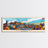 Nottingham United Kingdom Wall Art, Panoramic Travel Poster, Panoramic Framed Canvas Print, City Wall Art, Wall Hanging Home Decor, Travel Art