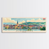 Nyiregyhaza Hungary Panoramic Travel Poster, Framed Canvas Print or Metal Wall Art, Travel Art, Home Decor, Panoramic Painting, Midcentury Art