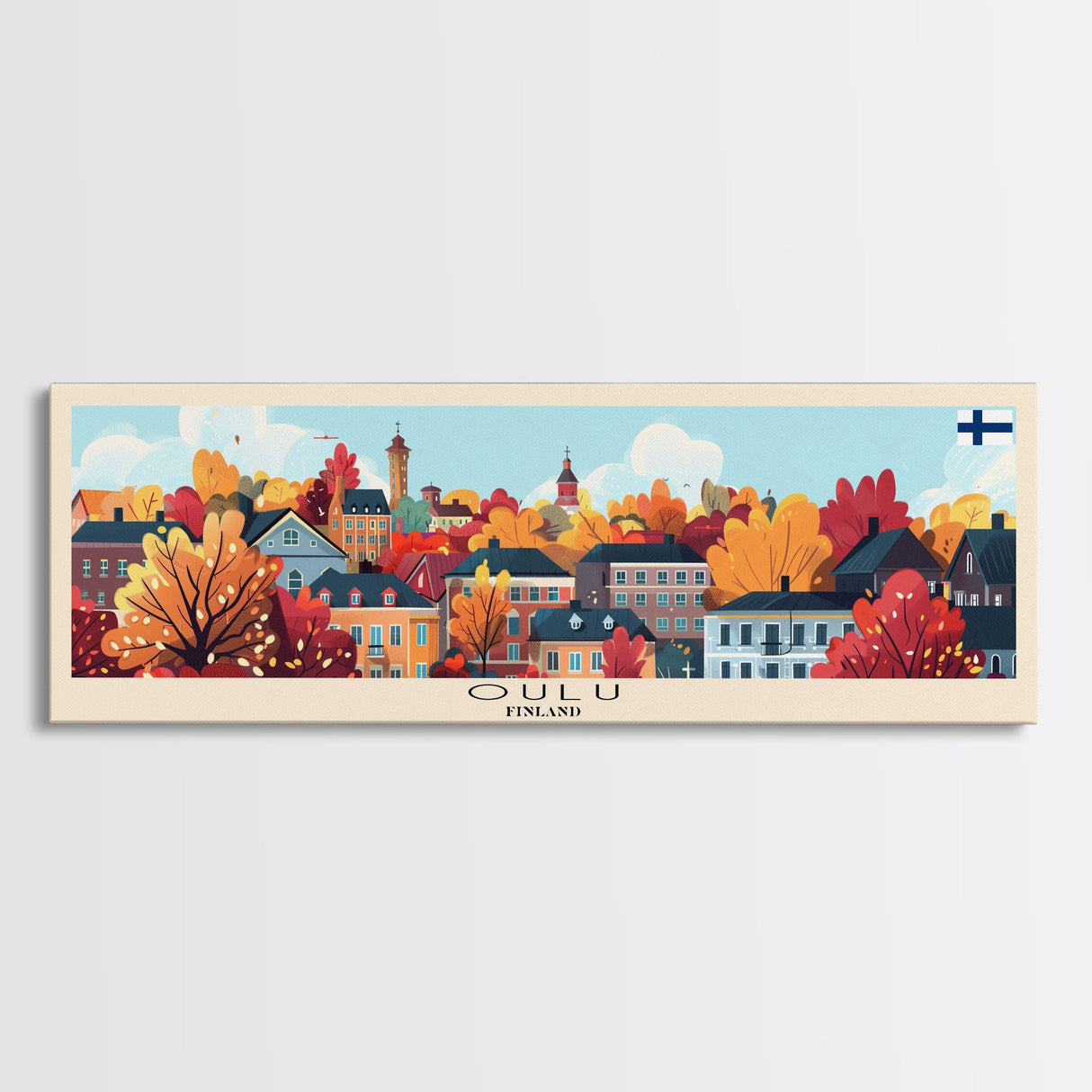 Oulu Finland Travel Print Wall Art, Panoramic City Art, Travel Art, Wall Decor, Vacation Gift, Framed Canvas Print Or Metal Art