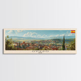 Oviedo Spain Travel Art, City Art, Framed Canvas Print or Metal Wall Art, Europe Travel Poster, Panoramic Wall Art, Extra Wide Wall Art