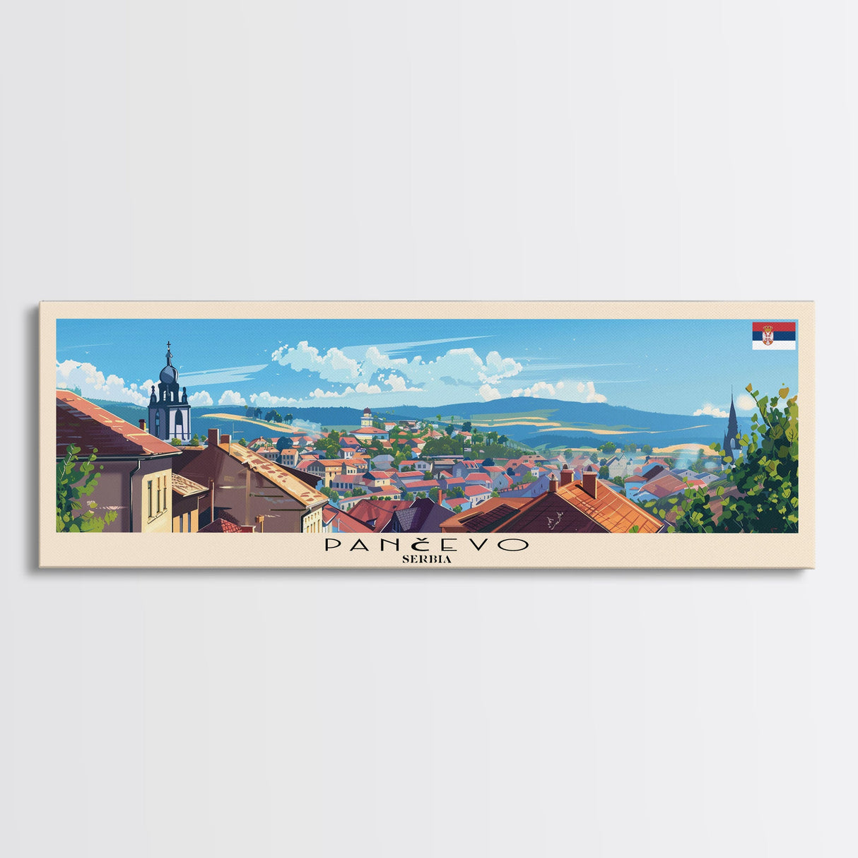 Pancevo Serbia Wall Art, Panoramic Travel Poster, Panoramic Framed Canvas Print, City Wall Art, Wall Hanging Home Decor, Travel Art