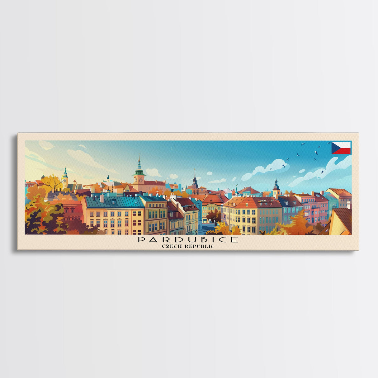 Pardubice Czech Republic Travel Art, City Art, Framed Canvas Print or Metal Wall Art, Europe Travel Poster, Panoramic Wall Art, Extra Wide Wall Art