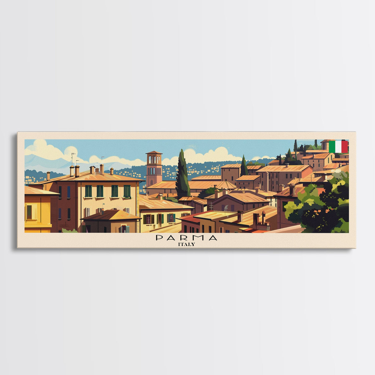 Parma Italy Wall Art, Panoramic Travel Poster, Panoramic Framed Canvas Print, City Wall Art, Wall Hanging Home Decor, Travel Art