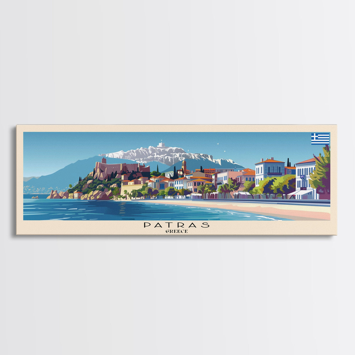 Patras Greece Travel Art, City Art, Framed Canvas Print or Metal Wall Art, Europe Travel Poster, Panoramic Wall Art, Extra Wide Wall Art