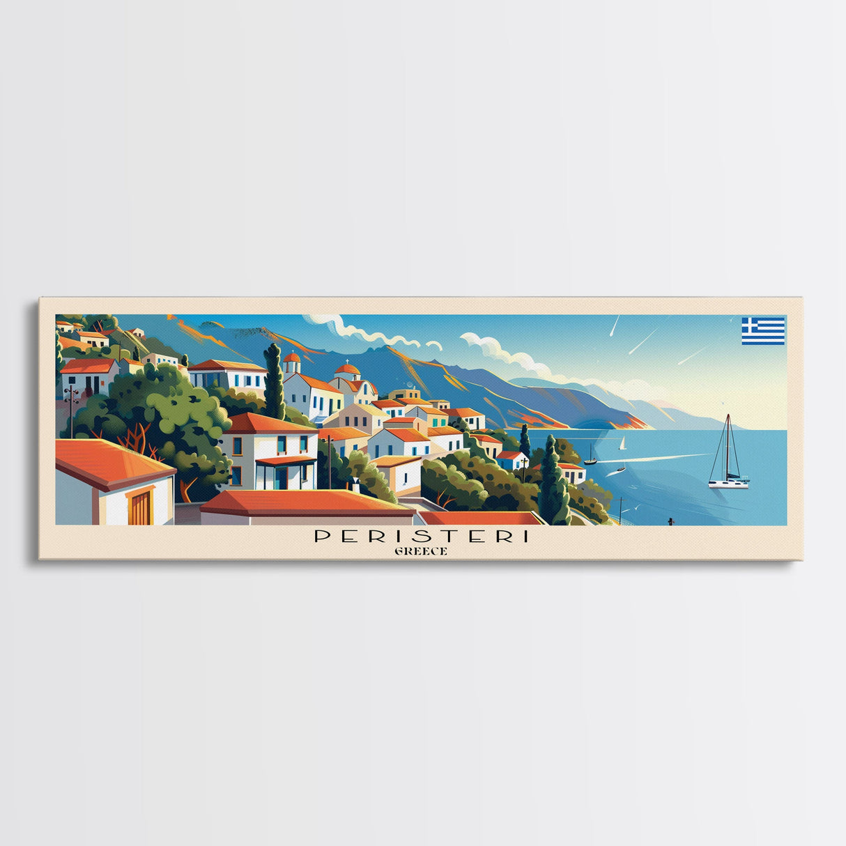 Peristeri Greece Travel Print Wall Art, Panoramic City Art, Travel Art, Wall Decor, Vacation Gift, Framed Canvas Print Or Metal Art