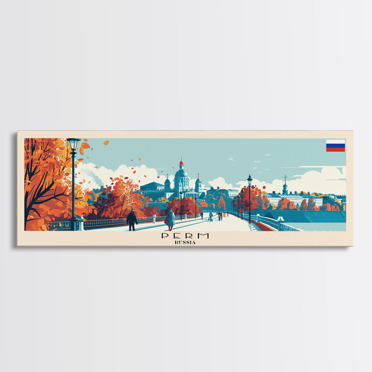 Perm Russia Travel Art, City Art, Framed Canvas Print or Metal Wall Art, Europe Travel Poster, Panoramic Wall Art, Extra Wide Wall Art