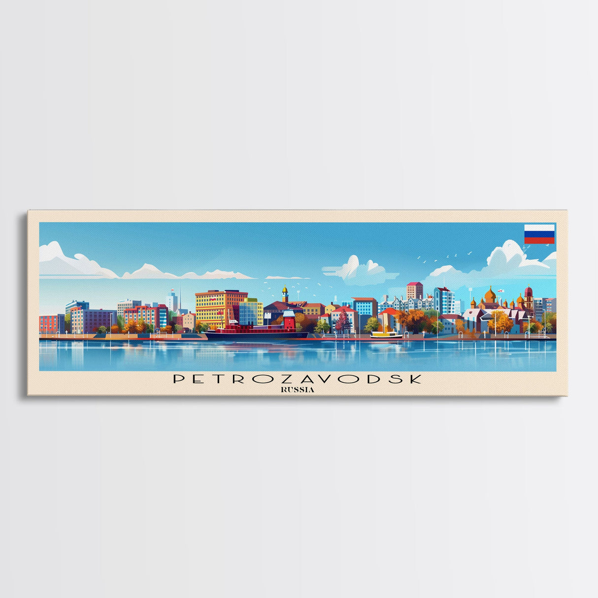 Petrozavodsk Russia Travel Print Wall Art, Panoramic City Art, Travel Art, Wall Decor, Vacation Gift, Framed Canvas Print Or Metal Art