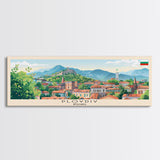 Plovdiv Bulgaria Travel Art, City Art, Framed Canvas Print or Metal Wall Art, Europe Travel Poster, Panoramic Wall Art, Extra Wide Wall Art