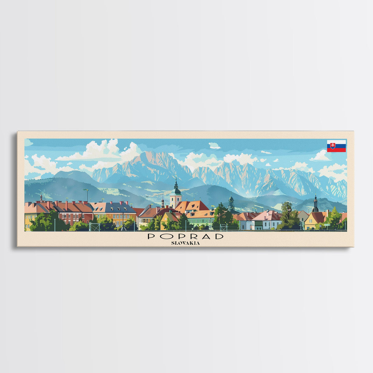 Poprad Slovakia Travel Print Wall Art, Panoramic City Art, Travel Art, Wall Decor, Vacation Gift, Framed Canvas Print Or Metal Art