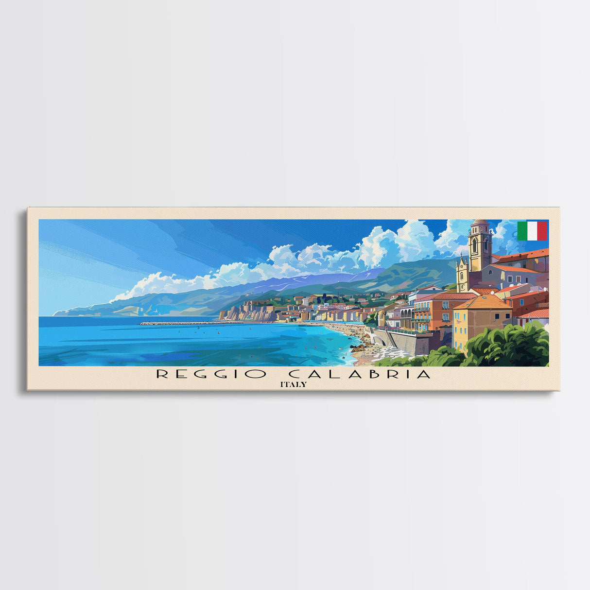 Reggio Calabria Wall Art, Panoramic Travel Poster, Panoramic Framed Canvas Print, City Wall Art, Wall Hanging Home Decor, Travel Art