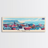 Reykjavik Iceland Wall Art, Panoramic Travel Poster, Panoramic Framed Canvas Print, City Wall Art, Wall Hanging Home Decor, Travel Art