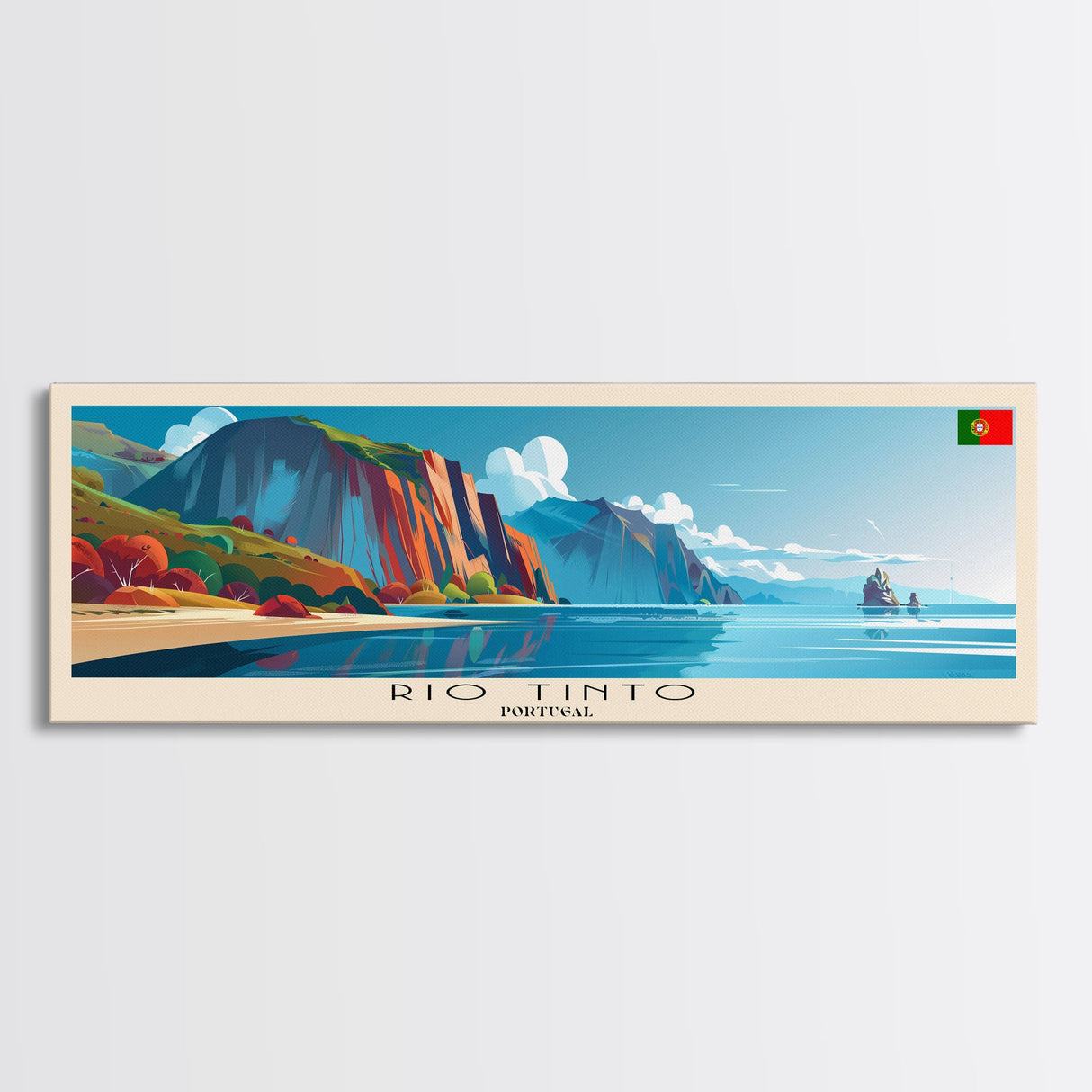 Rio Tinto Panoramic Travel Poster, Framed Canvas Print or Metal Wall Art, Travel Art, Home Decor, Panoramic Painting, Midcentury Art