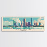 Rotterdam Netherlands Wall Art, Panoramic Travel Poster, Panoramic Framed Canvas Print, City Wall Art, Wall Hanging Home Decor, Travel Art