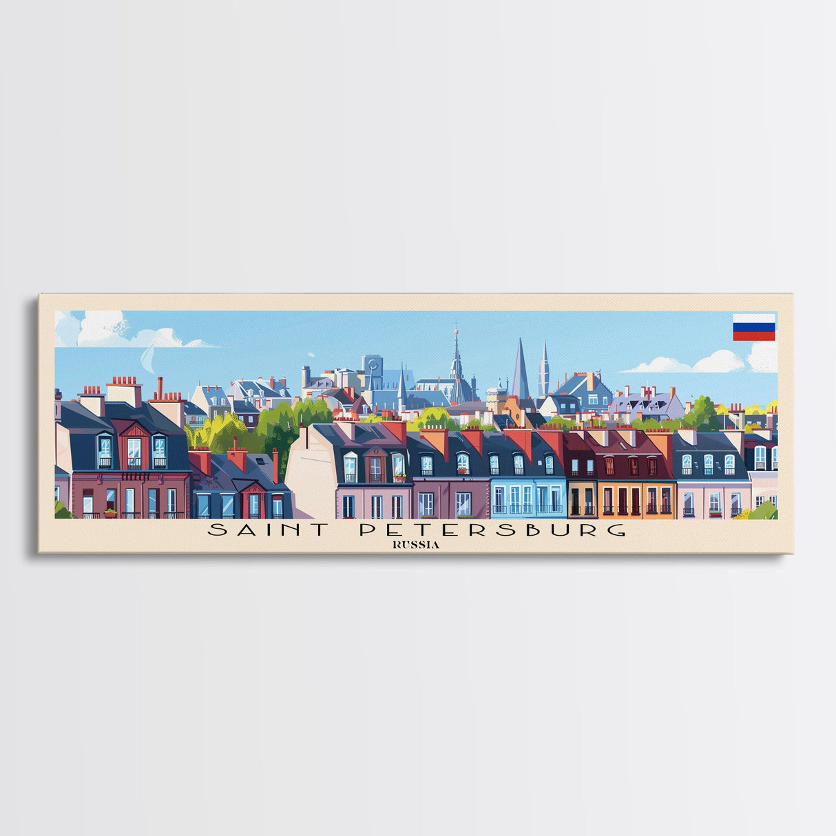 Saint Petersburg Russia Travel Art, City Art, Framed Canvas Print or Metal Wall Art, Europe Travel Poster, Panoramic Wall Art, Extra Wide Wall Art