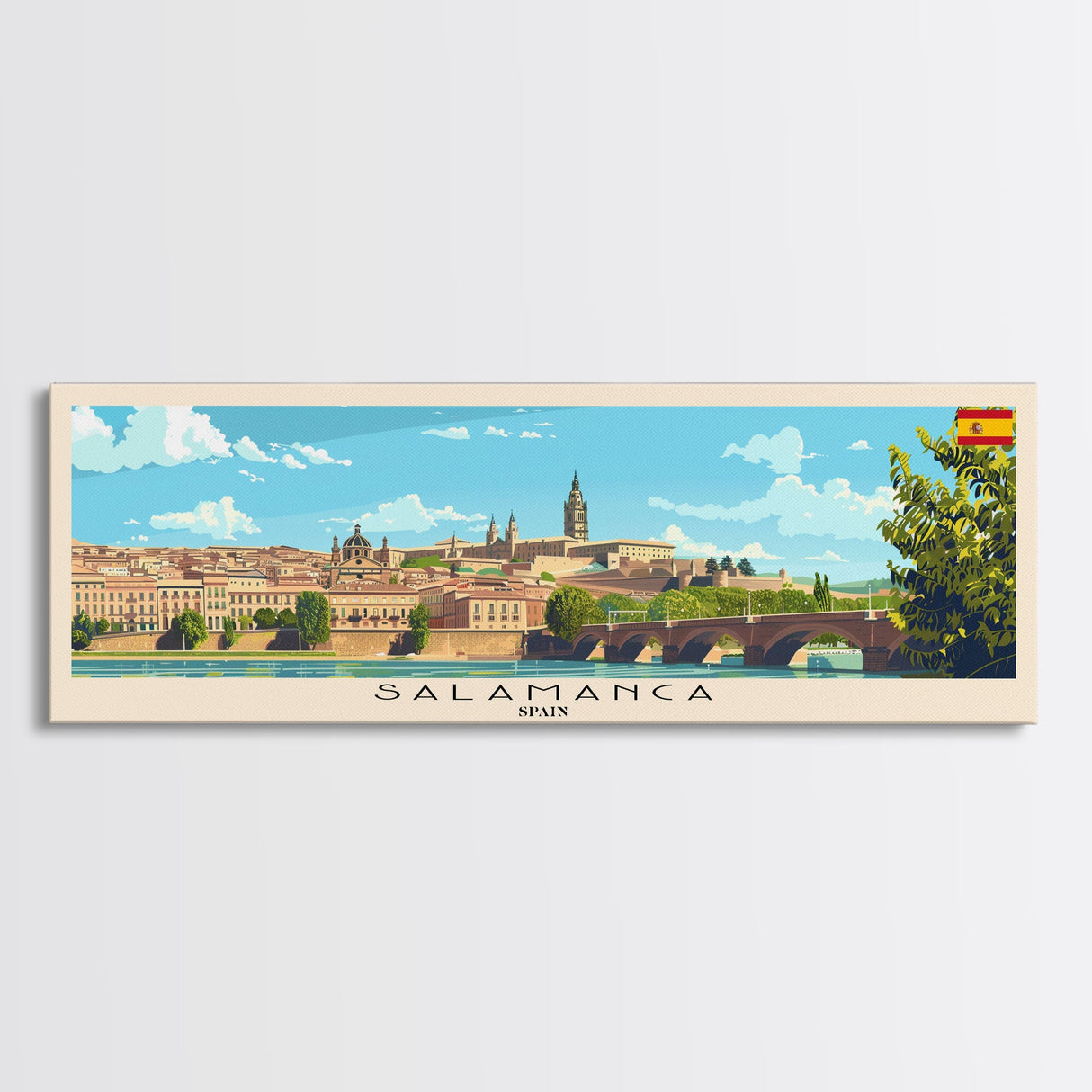 Salamanca Spain Travel Print Wall Art, Panoramic City Art, Travel Art, Wall Decor, Vacation Gift, Framed Canvas Print Or Metal Art