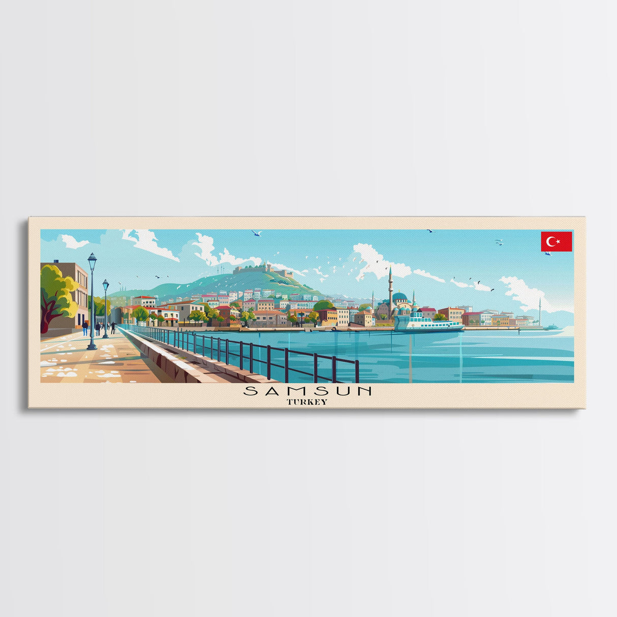 Samsun Turkey Travel Print Wall Art, Panoramic City Art, Travel Art, Wall Decor, Vacation Gift, Framed Canvas Print Or Metal Art