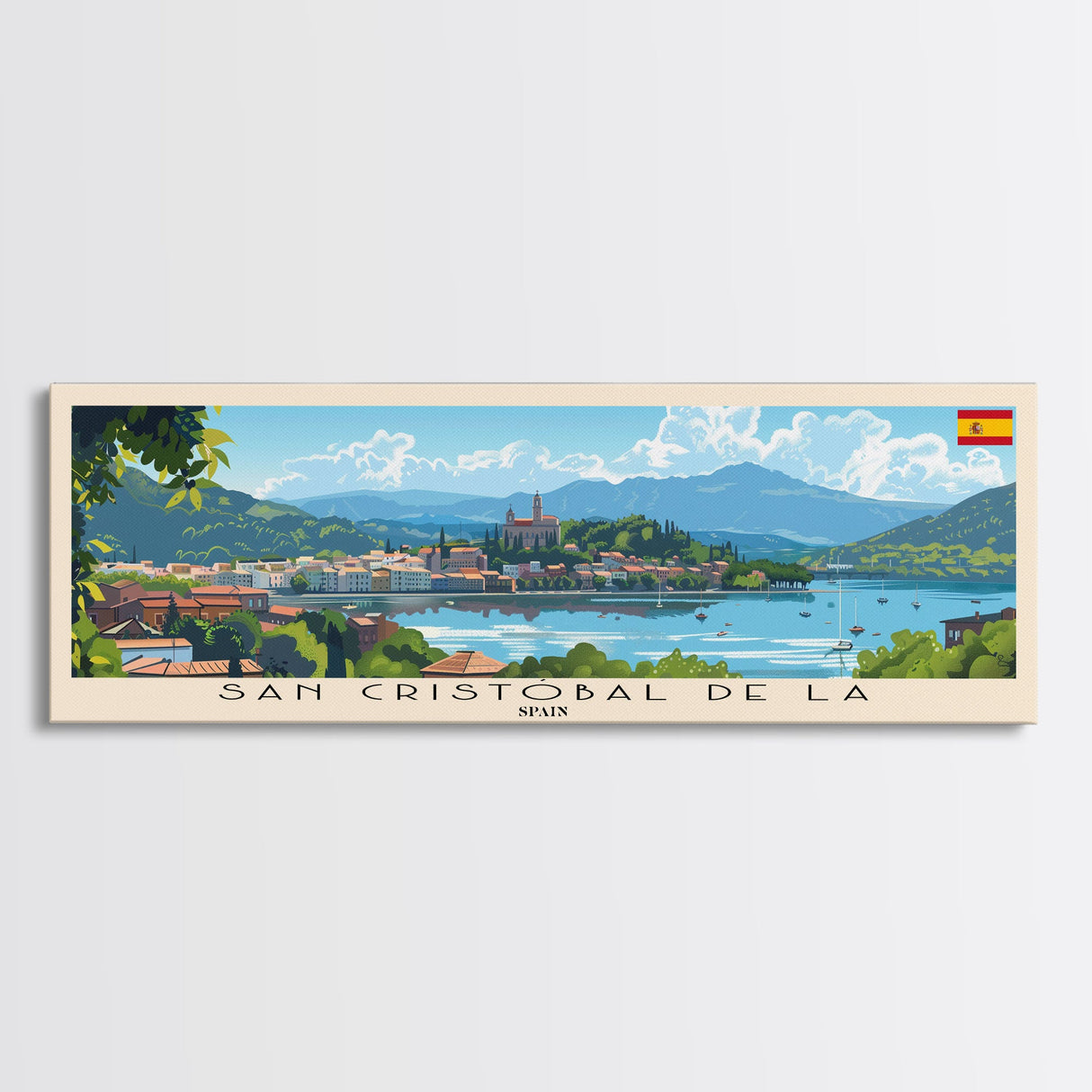 San Cristobal De la Laguna Spain Travel Art, City Art, Framed Canvas Print or Metal Wall Art, Europe Travel Poster, Panoramic Wall Art, Extra Wide Wall Art