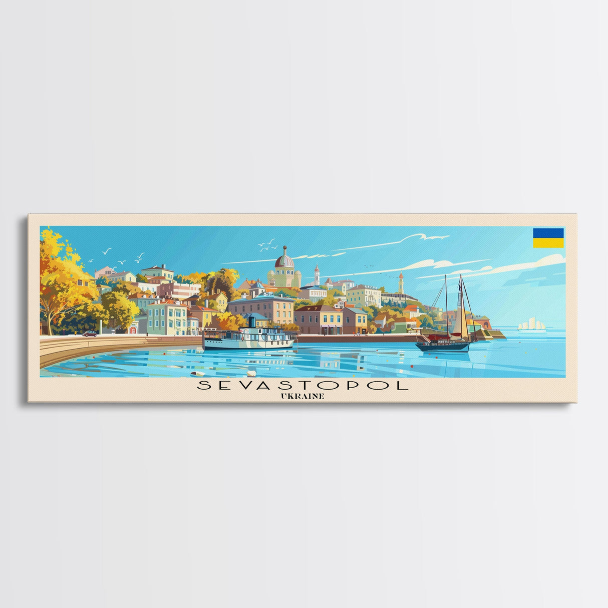 Sevastopol Ukraine Travel Art, City Art, Framed Canvas Print or Metal Wall Art, Europe Travel Poster, Panoramic Wall Art, Extra Wide Wall Art