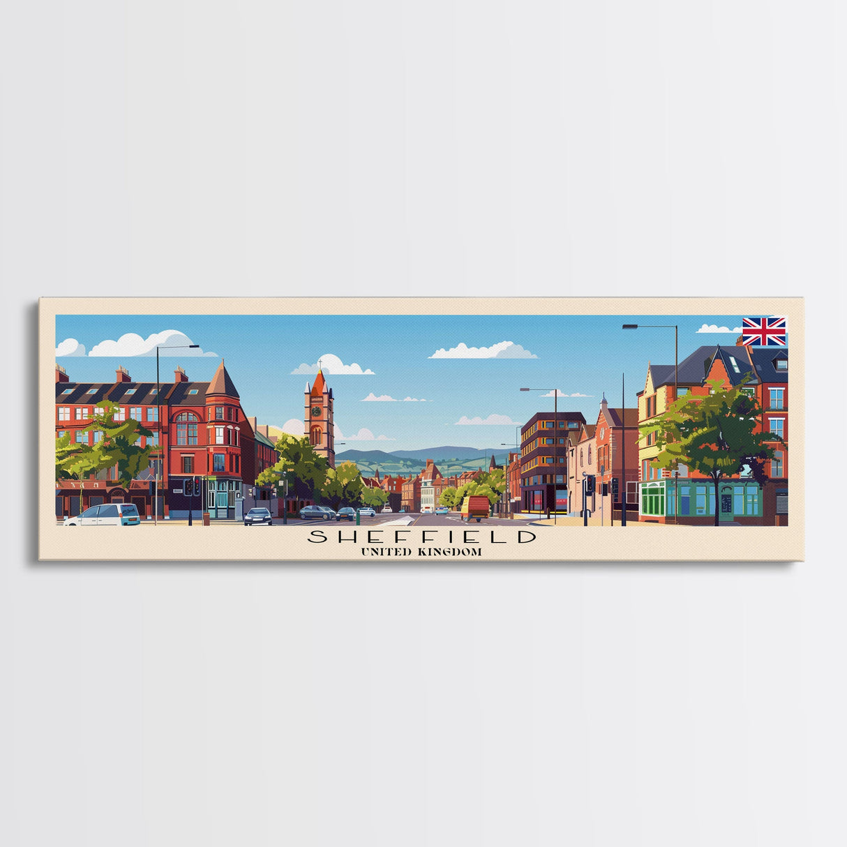 Sheffield United Kingdom Wall Art, Panoramic Travel Poster, Panoramic Framed Canvas Print, City Wall Art, Wall Hanging Home Decor, Travel Art