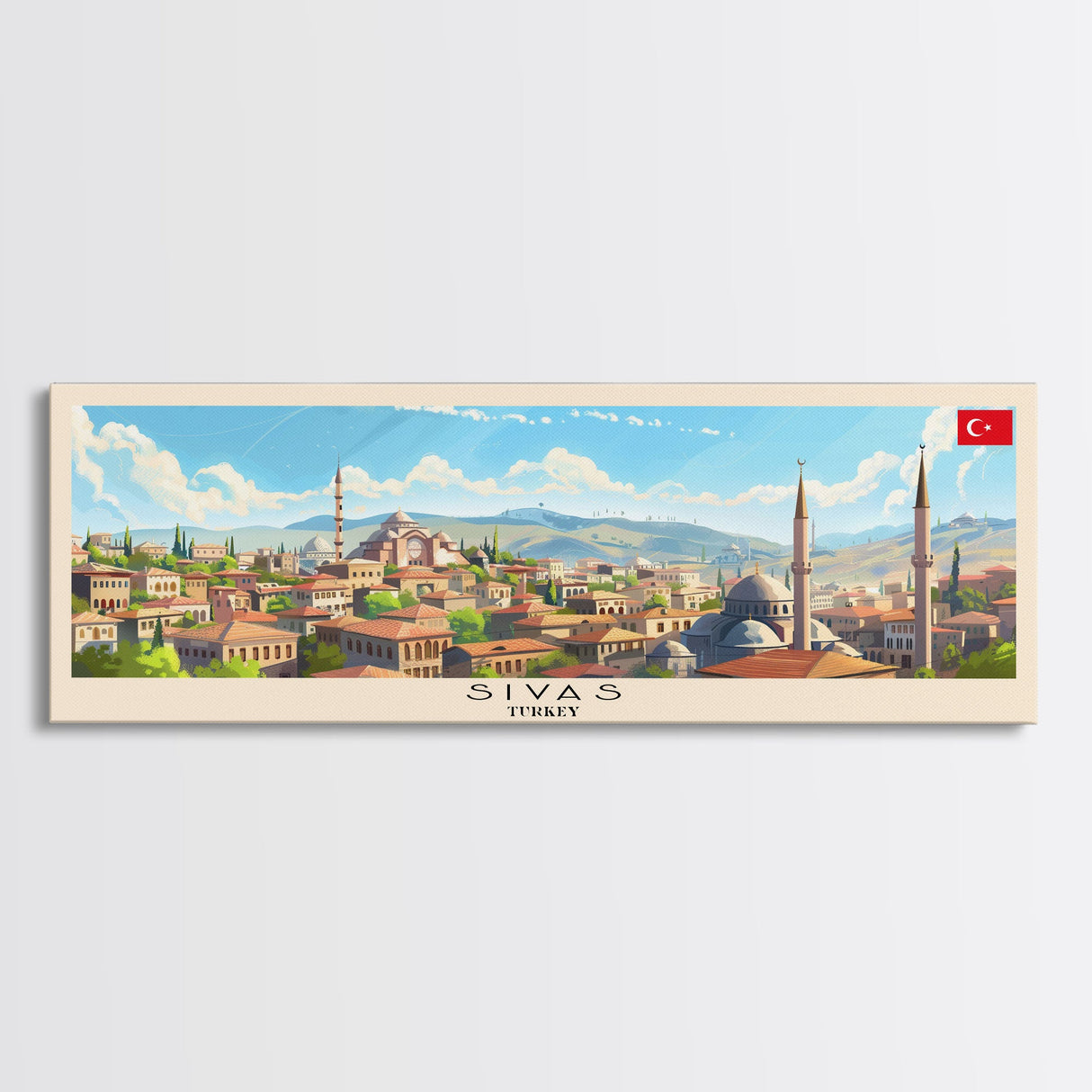 Sivas Turkey Travel Print Wall Art, Panoramic City Art, Travel Art, Wall Decor, Vacation Gift, Framed Canvas Print Or Metal Art