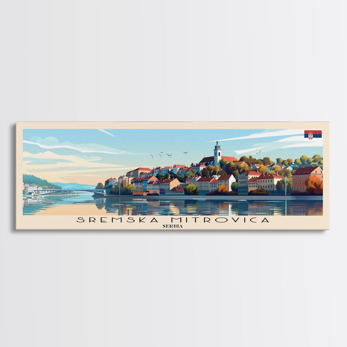 Sremska Mitrovica Serbia Travel Art, City Art, Framed Canvas Print or Metal Wall Art, Europe Travel Poster, Panoramic Wall Art, Extra Wide Wall Art