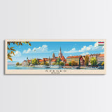 Szeged Hungary Travel Art, City Art, Framed Canvas Print or Metal Wall Art, Europe Travel Poster, Panoramic Wall Art, Extra Wide Wall Art