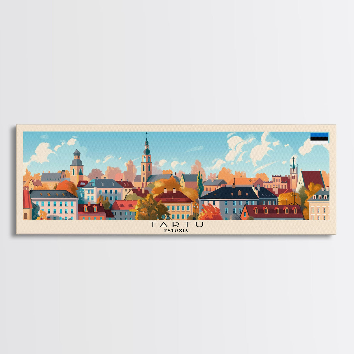 Tartu Estonia Wall Art, Panoramic Travel Poster, Panoramic Framed Canvas Print, City Wall Art, Wall Hanging Home Decor, Travel Art