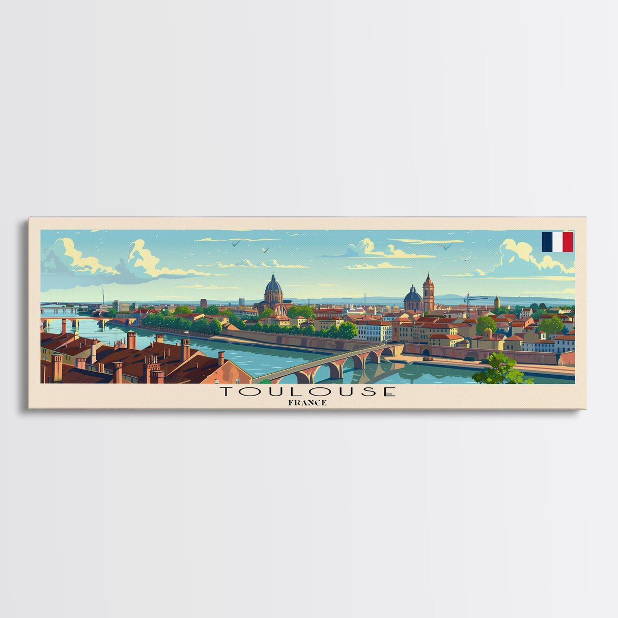 Toulouse Franc Wall Art, Panoramic Travel Poster, Panoramic Framed Canvas Print, City Wall Art, Wall Hanging Home Decor, Travel Art