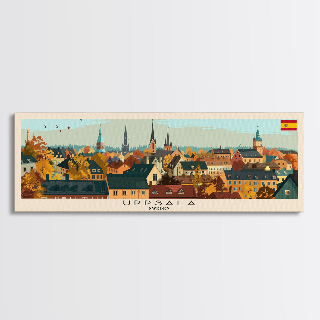 Uppsala Sweden Wall Art, Panoramic Travel Poster, Panoramic Framed Canvas Print, City Wall Art, Wall Hanging Home Decor, Travel Art