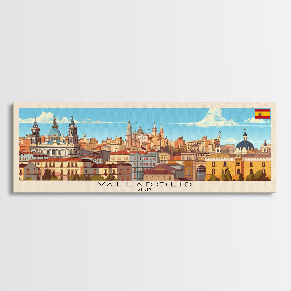 Valladolid Spain Wall Art, Panoramic Travel Poster, Panoramic Framed Canvas Print, City Wall Art, Wall Hanging Home Decor, Travel Art