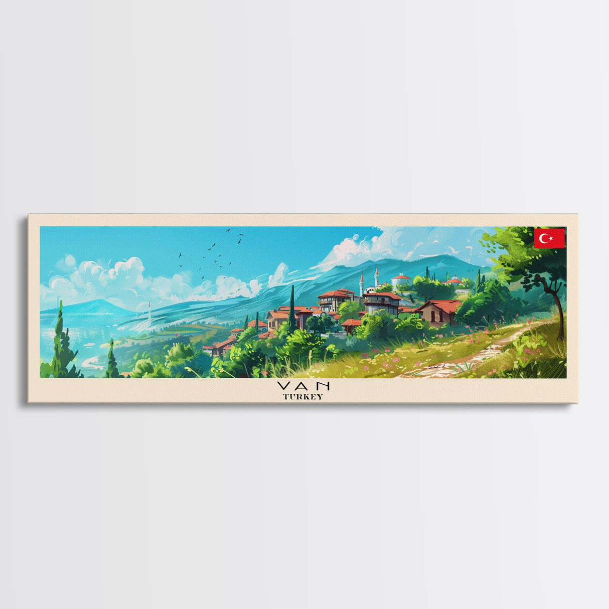 Van Turkey Travel Art, City Art, Framed Canvas Print or Metal Wall Art, Europe Travel Poster, Panoramic Wall Art, Extra Wide Wall Art