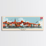 Vejle Denmark Travel Art, City Art, Framed Canvas Print or Metal Wall Art, Europe Travel Poster, Panoramic Wall Art, Extra Wide Wall Art