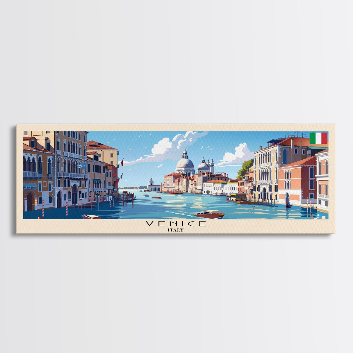 Venice Italy Travel Print Wall Art, Panoramic City Art, Travel Art, Wall Decor, Vacation Gift, Framed Canvas Print Or Metal Art