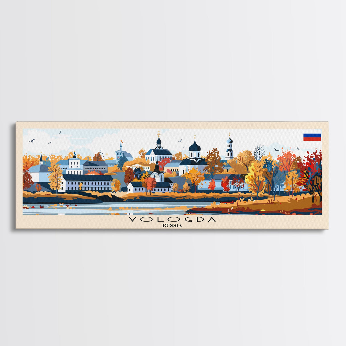 Vologda Russia Wall Art, Panoramic Travel Poster, Panoramic Framed Canvas Print, City Wall Art, Wall Hanging Home Decor, Travel Art