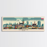 Warsaw Poland Travel Art, City Art, Framed Canvas Print or Metal Wall Art, Europe Travel Poster, Panoramic Wall Art, Extra Wide Wall Art