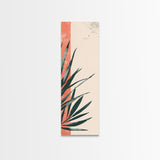 Skinny Art Abstract Greenery In Japanese Style Wood Block Print Subtle Tones On Framed Canvas Print, Tall Art Ukiyo-e