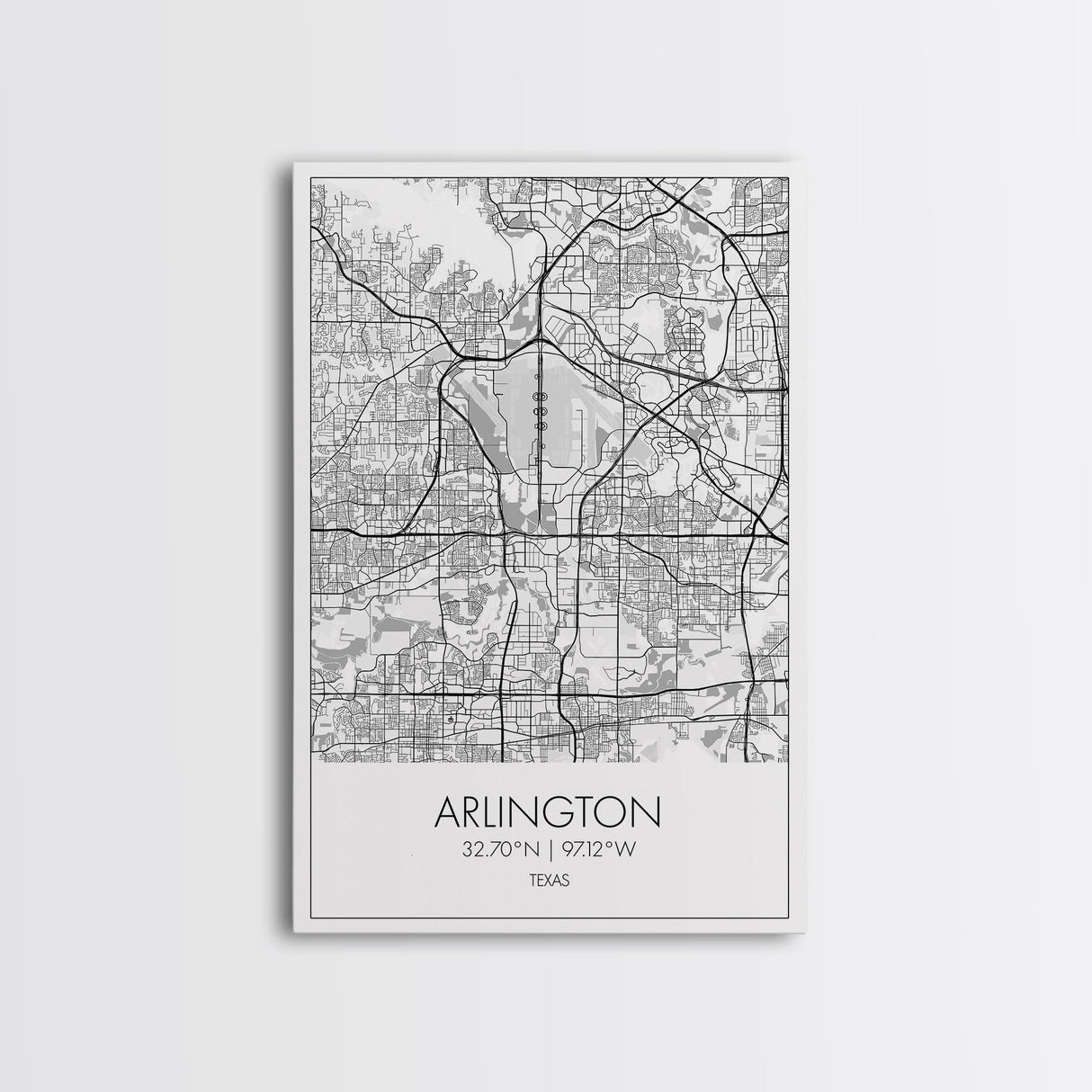 Arlington Street Map, Texas Map, City Art, Travel Map, Home Office Art, Family Gift, Modern Art, Wall Art, Canvas Print, Canvas Wall Art