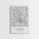Columbus Street Map, Ohio Map, City Map Art, Minimalist Art, Wall Art, Canvas Print, Canvas Wall Art, Travel Decor, Office Wall Art