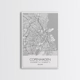 Copenhagen Street Map, Denmark Map, Europe City Map Art, Minimalist Art, Wall Art, Canvas Print, Travel Wall Art, Pilots Gift. Home Décor
