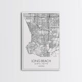 Long Beach Street Map, California Map, City Map Art, Modern Art, Wall Art, Canvas Print, Adventure Wall Art, Home Office Art, Gift For Him