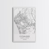 Oceanside Street Map, California Map, City Map Art, Modern Art, Wall Art, Canvas Print, Bedroom Wall Décor, Wedding Gift, Travel Wall Art