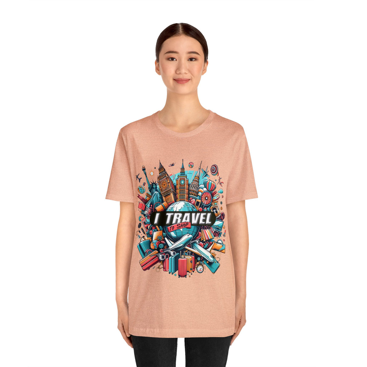 "I Travel To Shop" full color T-shirt