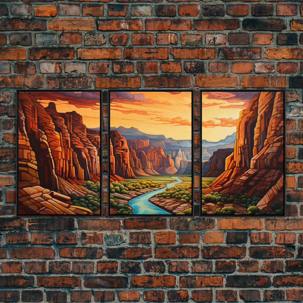 Canyon Art, River Wall Art, Landscape Wall Print, Canvas Print, Wall Art, 3 Piece Wall Art, Appreciation Gift, Ranch Decor, Western Wall Art