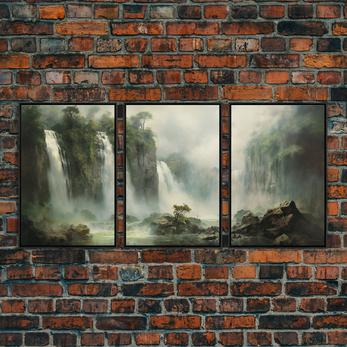 Waterfalls Wall Art, Nature Print, Landscape Wall Art, Canvas Print, Wall Art, 3 Piece Wall Art, Camper Wall Decor, Office Wall Art