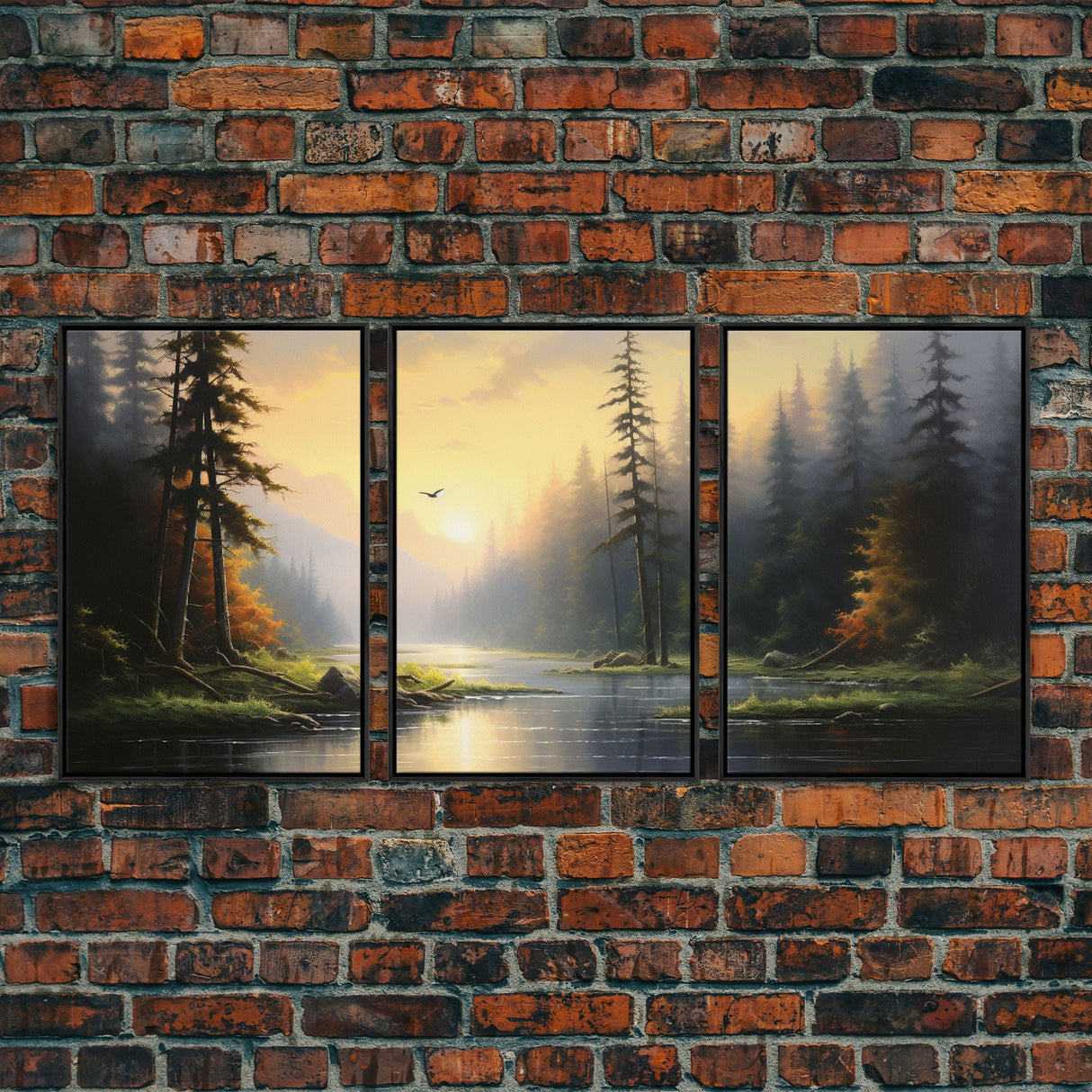 Forest Wall Art, Trees Art Print, Sunset Art, Forest Wall Art, Canvas Print, Wall Art, 3 Piece Wall Art, Dorm Room Art, Ranch House Decor