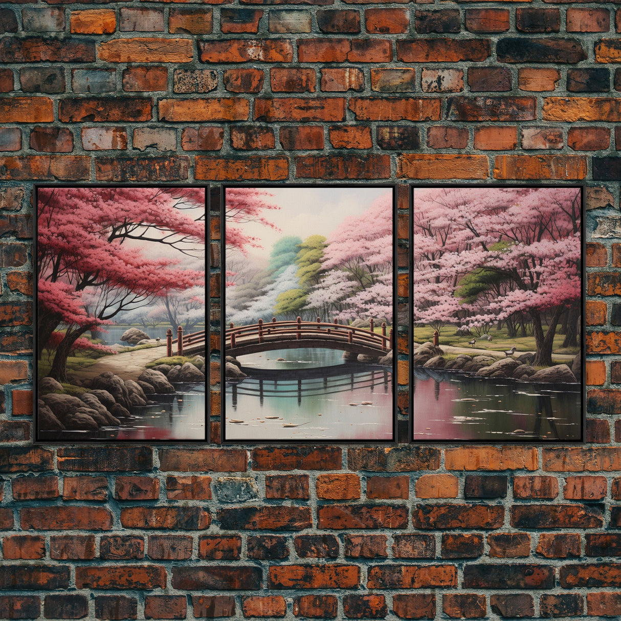 Japanese Print, Landscape Wall Art, Cherry Blossom Wall Art, Canvas Print, Wall Art, 3 Piece Wall Art, Country Home Wall Art, Modern Prints