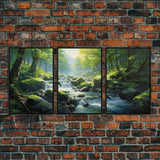 Forest Wall Art, Waterfalls Print, Landscape Print, Canvas Print, Set Of 3 Prints, Wall Art, 3 Piece Wall Art, Home Office Art, Office Decor