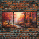 Lake Art, Fall Wall Art, Forest Print, Autumn Art, Canvas Print, Set Of 3 Prints, Wall Art, 3 Piece Wall Art, Ranch Decor, Office Prints