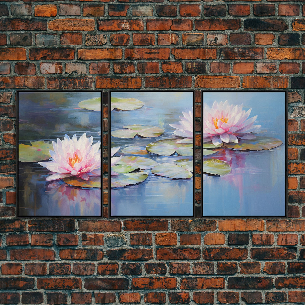 Lotus Wall Art, Floral Art Print, Water Lily Art, Canvas Print, Wall Art, 3 Piece Wall Art, Boho Wall Art, Farmhouse Wall Art, Closing Gift